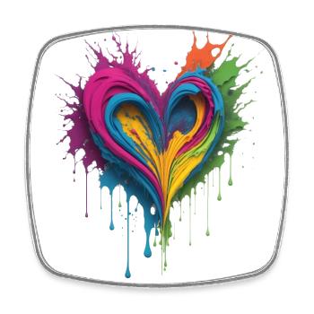 Cœur de peinture liquide - Magnet carré - blanc - Devant