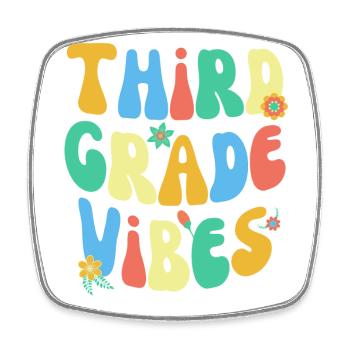 Zurück Zur Schule Dritte Klasse Vibes Bunt Groovy - Viereckiger Kühlschrankmagnet - Weiß - Vorne
