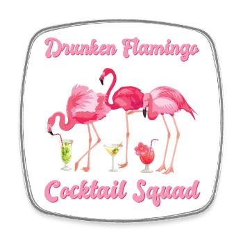 Drunken Flamingo Cocktail Squad - Viereckiger Kühlschrankmagnet - Weiß - Vorne