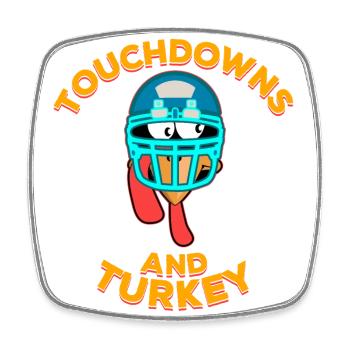 Touchdowns and Turkey Thanksgiving Football - Viereckiger Kühlschrankmagnet - Weiß - Vorne