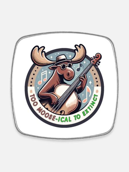 Mooseical Maestro Strumming Saiten - Viereckiger Kühlschrankmagnet - Weiß