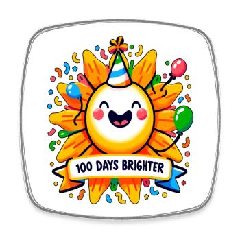 100 Days Brighter Sunshine Celebration - Square fridge magnet - white - Front