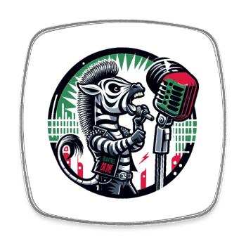 Zebra Roam Free or Dye, Mic Drop - Square fridge magnet - white - Front