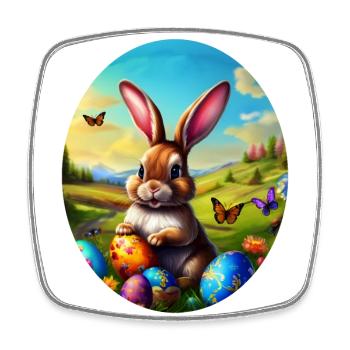 Hübscher Osterhase in Landschaft - Viereckiger Kühlschrankmagnet - Weiß - Vorne