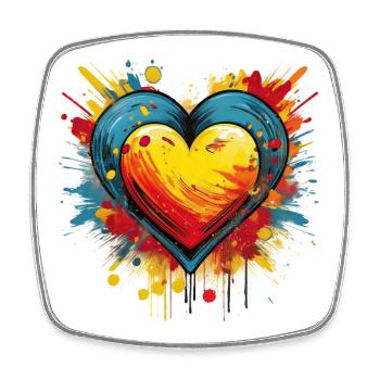 Vibrant Heart Explosion – Dynamic Pop Art Design - Square fridge magnet - white - Front