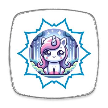 Cute unicorn in the forest with stars - Square fridge magnet - white - Front