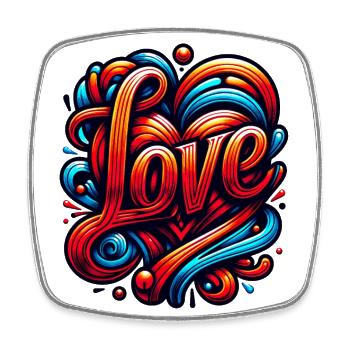 Liebe Tattoo Bunte Kunst - Viereckiger Kühlschrankmagnet - Weiß - Vorne
