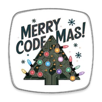 Weihnachten Merry Code Mas Festliche Feiertage - Viereckiger Kühlschrankmagnet - Weiß - Vorne