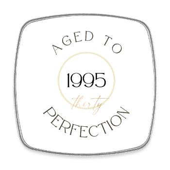30. Geburtstag, aged to perfection 1995, Geschenk - Viereckiger Kühlschrankmagnet - Weiß - Vorne