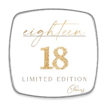 18th Birthday limited edition gold, gift - Square fridge magnet - white - Front