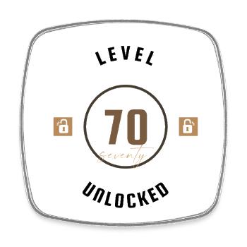 70th Birthday Level seventy unlocked, gift - Square fridge magnet - white - Front