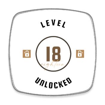 18th Birthday Level eighteen unlocked, gift - Square fridge magnet - white - Front