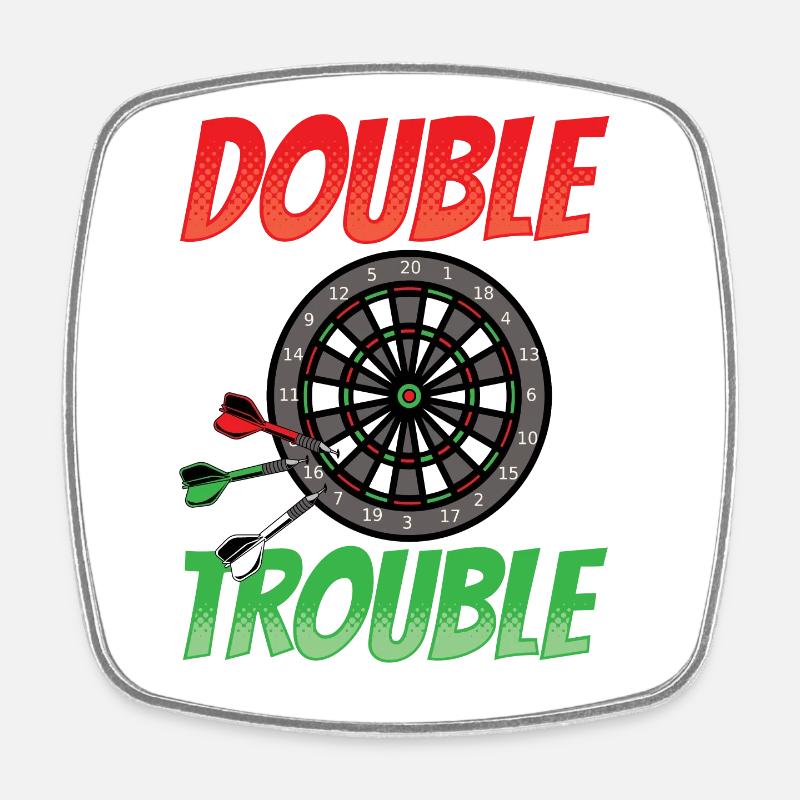 Funny dart gift double trouble dartboard - Square fridge magnet - white
