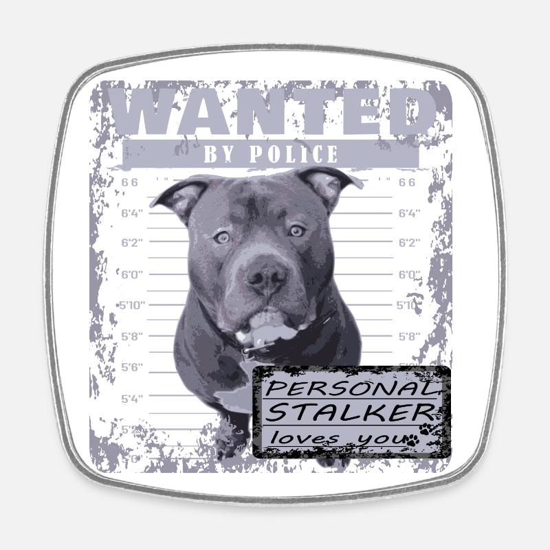 American Bully blue line artistic design - Square fridge magnet - white