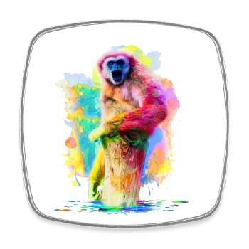 Gibbon Affe Stamm Watercolor Geschenk Geschenkidee - Viereckiger Kühlschrankmagnet - Weiß - Vorne