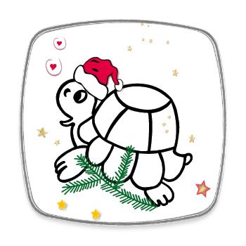 Tortue, Noël - Magnet carré - blanc - Devant