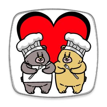 Teddybär Koch Geburtstagsgeschenk Köchin kochen - Viereckiger Kühlschrankmagnet - Weiß - Vorne