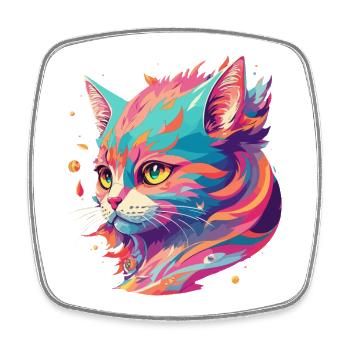 Cartoon Cat Cute gift with cat love - Square fridge magnet - white - Front