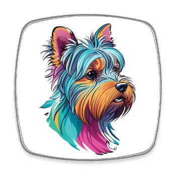 Chiot Yorkie Yorkshire Terrier Chien Chien Amoureux - Magnet carré - blanc - Devant