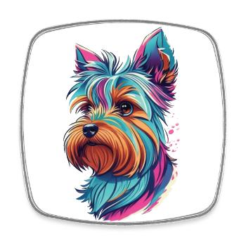 Dog Yorkshire Terrier Dogs Art Pet Yorkie - Square fridge magnet - white - Front