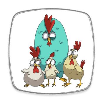 Funny Chickens Chicken Design Chicken Flock with Humor - Square fridge magnet - white - Front
