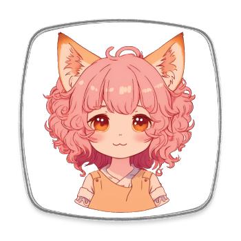 Fox Girl Kawaii Anime Foxes Manga Chibi - Square fridge magnet - white - Front