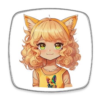 Kawaii Hunde Anime Mädchen Manga Hund Chibi - Viereckiger Kühlschrankmagnet - Weiß - Vorne
