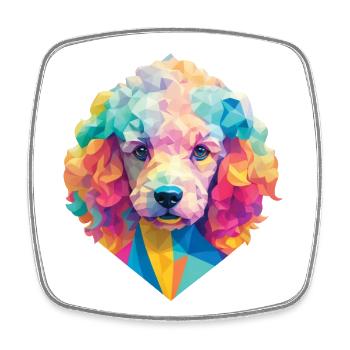 Poodle Dog Polygon Dogs Design Pet Poodle - Square fridge magnet - white - Front