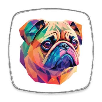 Pug Dog Polygon Art Geometric Pug Dogs - Magnet carré - blanc - Devant