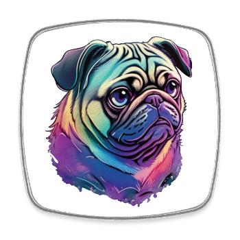 Süßer Mops - Das ultimative Hundeliebhaber Design - Viereckiger Kühlschrankmagnet - Weiß - Vorne