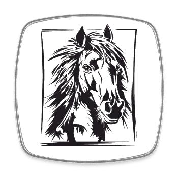 Pferd, Reiten, Dressur, Zeichnung Geschenk - Viereckiger Kühlschrankmagnet - Weiß - Vorne