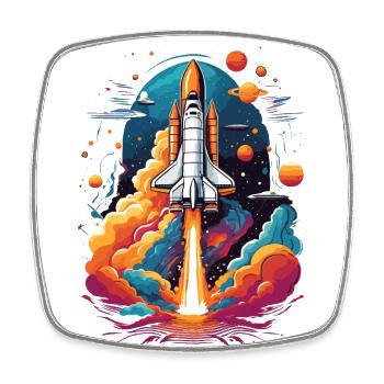 Space Shuttle Astronaut Rocket Space Adventure - Square fridge magnet - white - Front