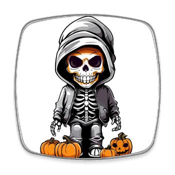 Cooles Skelett mit Kürbis Halloween Design - Viereckiger Kühlschrankmagnet - Weiß - Vorne
