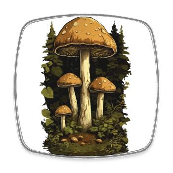 Forest Mushrooms Goblincore & Vintage Mushroom Design - Square fridge magnet - white - Front