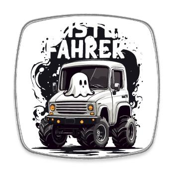 Geister Fahrer ein lustiger Halloween Spruch - Viereckiger Kühlschrankmagnet - Weiß - Vorne