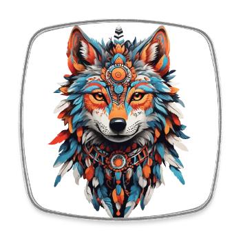 Fuchs Spirit Krafttier der Indianer - Viereckiger Kühlschrankmagnet - Weiß - Vorne