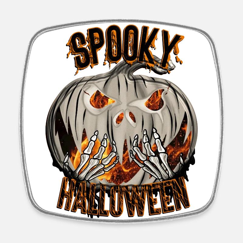 Spooky Halloween Spooky Pumpkin with Spider Web - Square fridge magnet - white