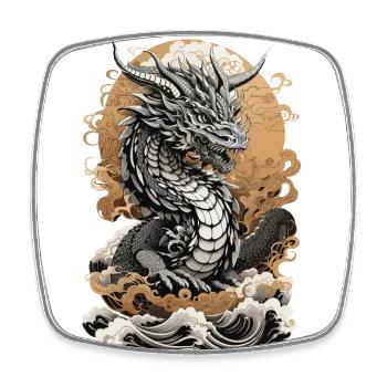 Dragon in ukiyo-e retro art aesthetics style - Square fridge magnet - white - Front
