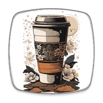 Ukiyo-E Kaffee Kunst Leidenschaft Kaffeeliebhaber - Viereckiger Kühlschrankmagnet - Weiß - Vorne