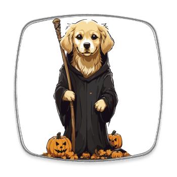 Golden Retriever Sorcier Chiens Mignons Halloween - Magnet carré - blanc - Devant