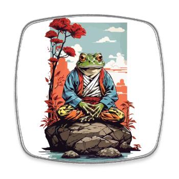 Meditativer Frosch Japan Yoga Art Retro Style - Viereckiger Kühlschrankmagnet - Weiß - Vorne