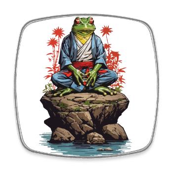 Zen Grenouille Yoga Art Spirituel Asiatique - Magnet carré - blanc - Devant