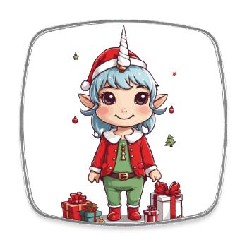 Magical Christmas Unicorn Unicorn for Christmas - Square fridge magnet - white - Front