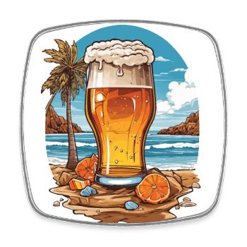 Bier am Strand Sonne und Urlaub Bierliebhaber - Viereckiger Kühlschrankmagnet - Weiß - Vorne