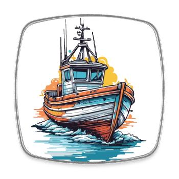 Fisherman Boat Fishing Trip and Adventure Fishing - Square fridge magnet - white - Front