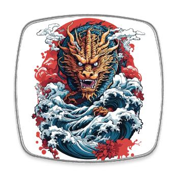 Japanischer Ukiyo-E Kunststil Drache Retro Design - Viereckiger Kühlschrankmagnet - Weiß - Vorne