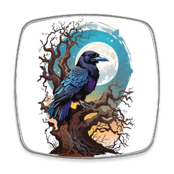 Okkulter Rabe Spirit Design Spiritueller Vogel - Viereckiger Kühlschrankmagnet - Weiß - Vorne