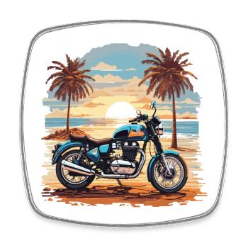 Motorrad Strand Vintage Trip Biker Design - Viereckiger Kühlschrankmagnet - Weiß - Vorne