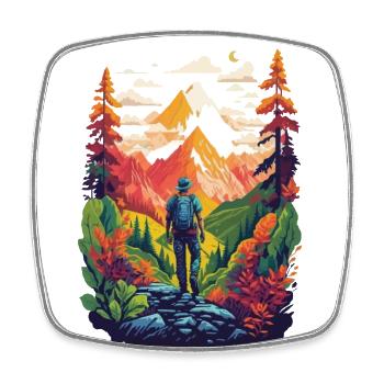 Randonnée dans la nature, la montagne et la forêt - Magnet carré - blanc - Devant