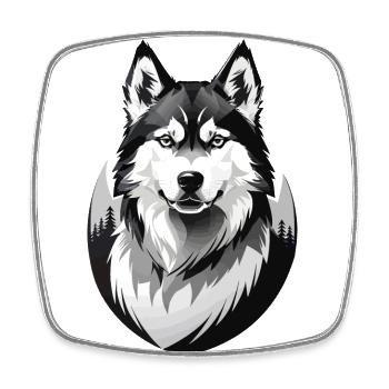 Husky Retro Hundeliebhaber Hund Huskies Hunde - Viereckiger Kühlschrankmagnet - Weiß - Vorne